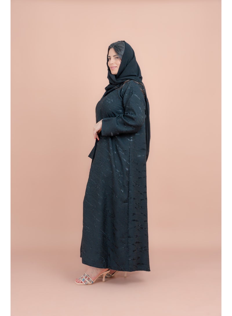 اكسا عباية كريستال بلوم مطبوعة أسود - Image 3