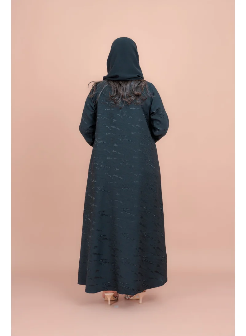 IKKXA Crystal Bloom Printed Abaya AIK128 Black