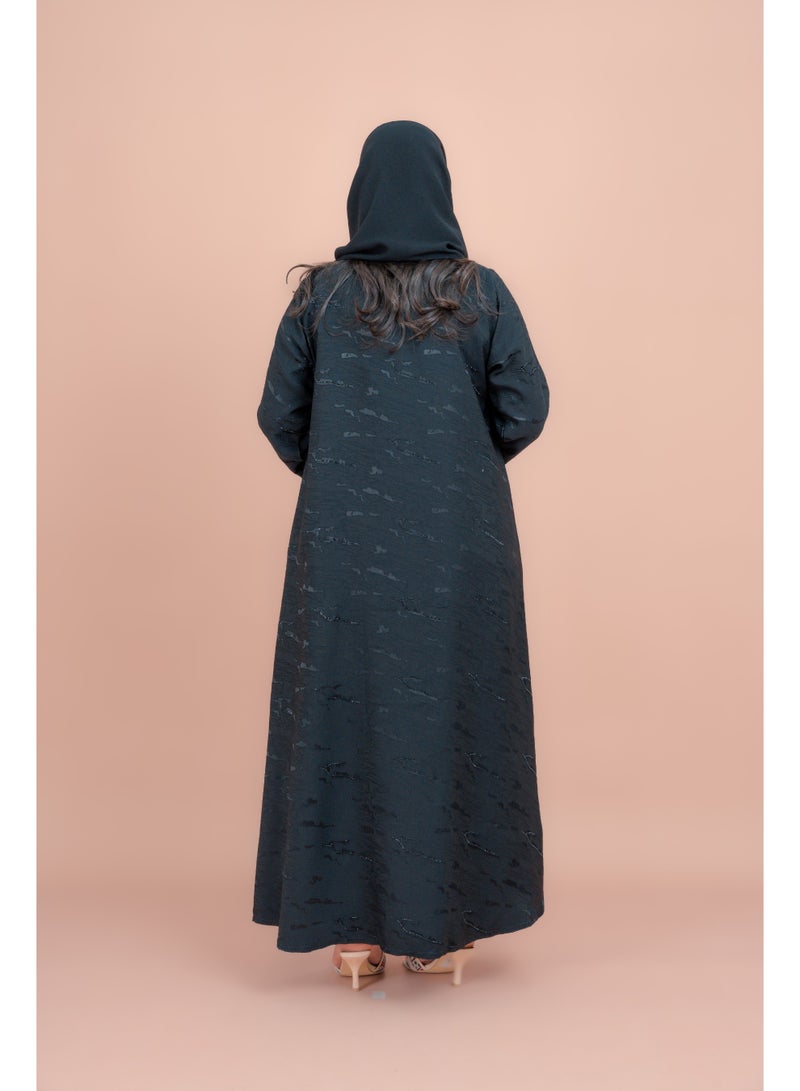 اكسا عباية كريستال بلوم مطبوعة أسود - Image 4