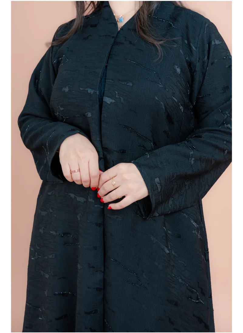 IKKXA Crystal Bloom Printed Abaya AIK128 Black