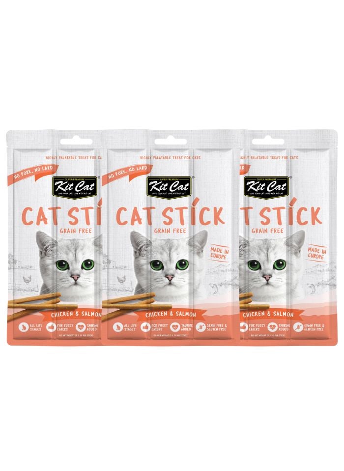 Kit Cat Grain Free Cat Stick Chicken & Salmon 3 x 15g - Image 1