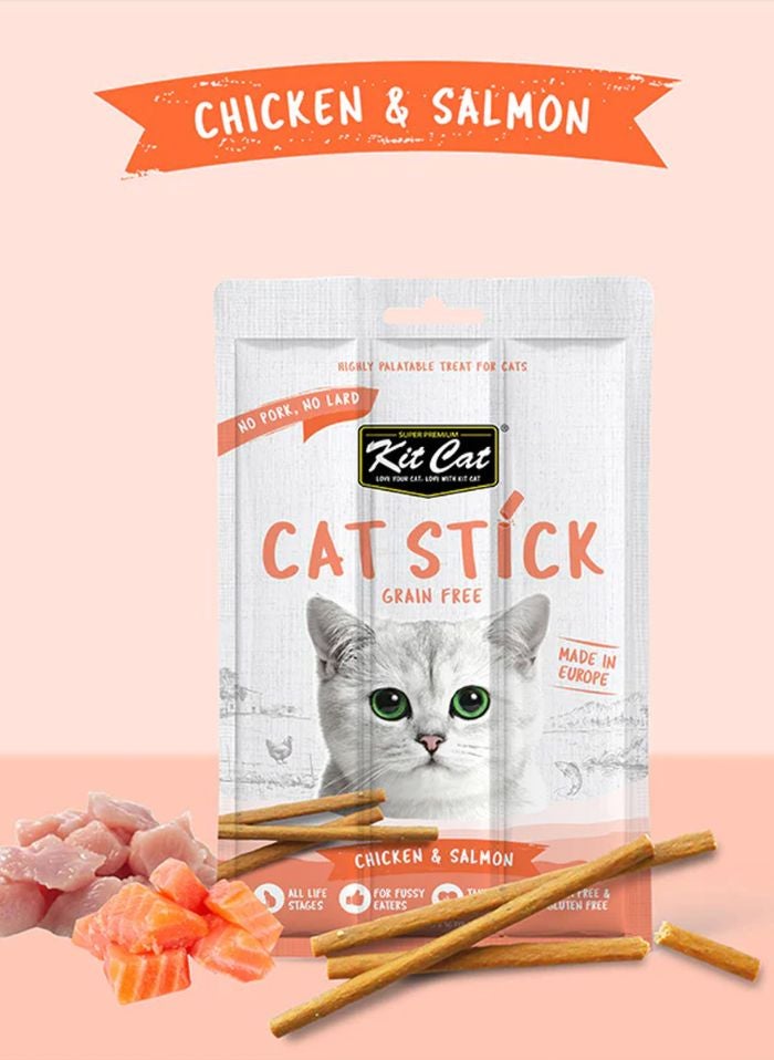 Kit Cat Grain Free Cat Stick Chicken & Salmon 3 x 15g - Image 2