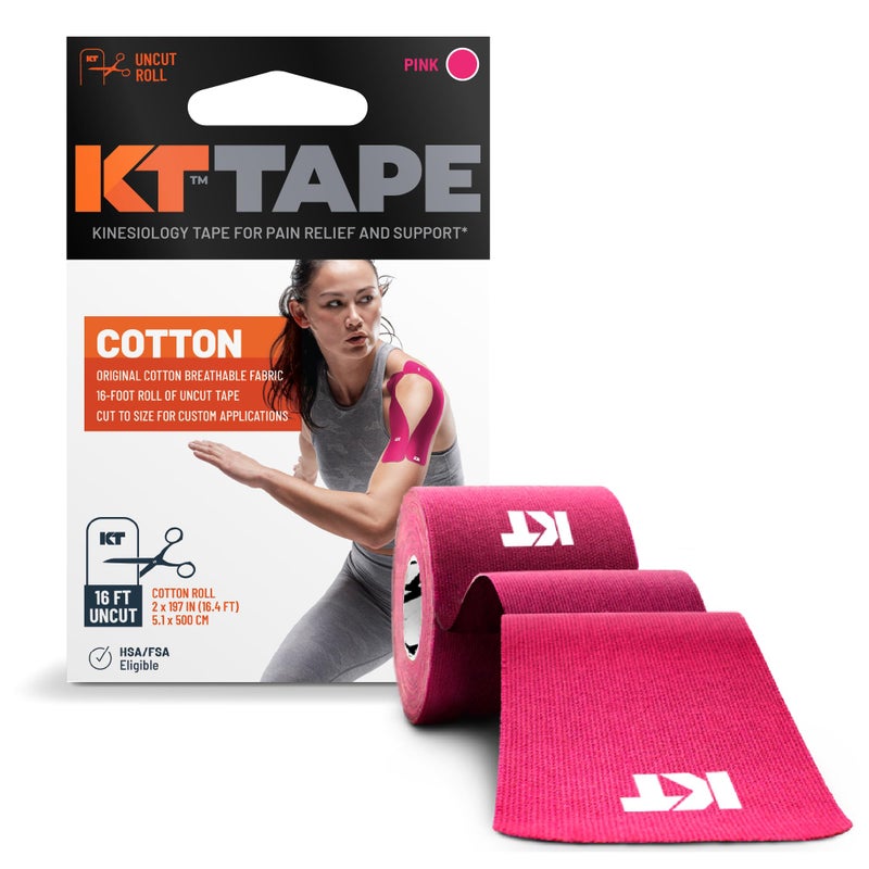 KT Tape Original Cotton Elastic Kinesiology Therapeutic Athletic Tape 16ft Uncut Roll Pink