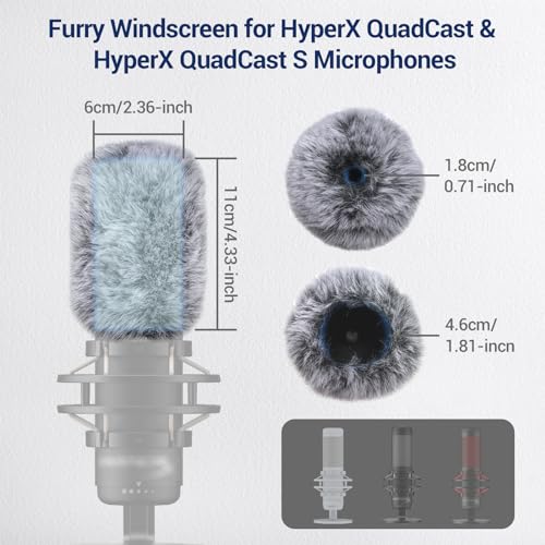 Cubilux Windscreen for Hyperx Quadcast s, MIC Wind Muff, Windshield, Dead Cat, Pop Filter, Muff Windshield Windjammer Deadcat Compatible with Hyperx Quadcast s Microphone Indoor/Outdoor Use, Gray - Image 3