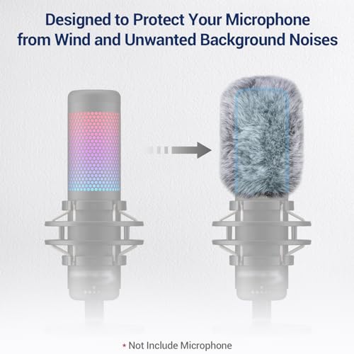 Cubilux Windscreen for Hyperx Quadcast s, MIC Wind Muff, Windshield, Dead Cat, Pop Filter, Muff Windshield Windjammer Deadcat Compatible with Hyperx Quadcast s Microphone Indoor/Outdoor Use, Gray - Image 2