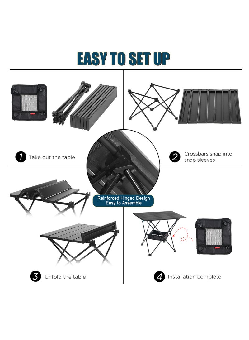 رايتشر مائدة التخييم المحمولة Rightsure مع حقيبة شبكية، طاولة ألومنيوم فائقة الخفة، طاولة صغيرة قابلة للطي مناسبة للأماكن الخارجية، والنزهات، والشواء، والشاطئ، والصيد، والتسلق، والسفر - Image 3