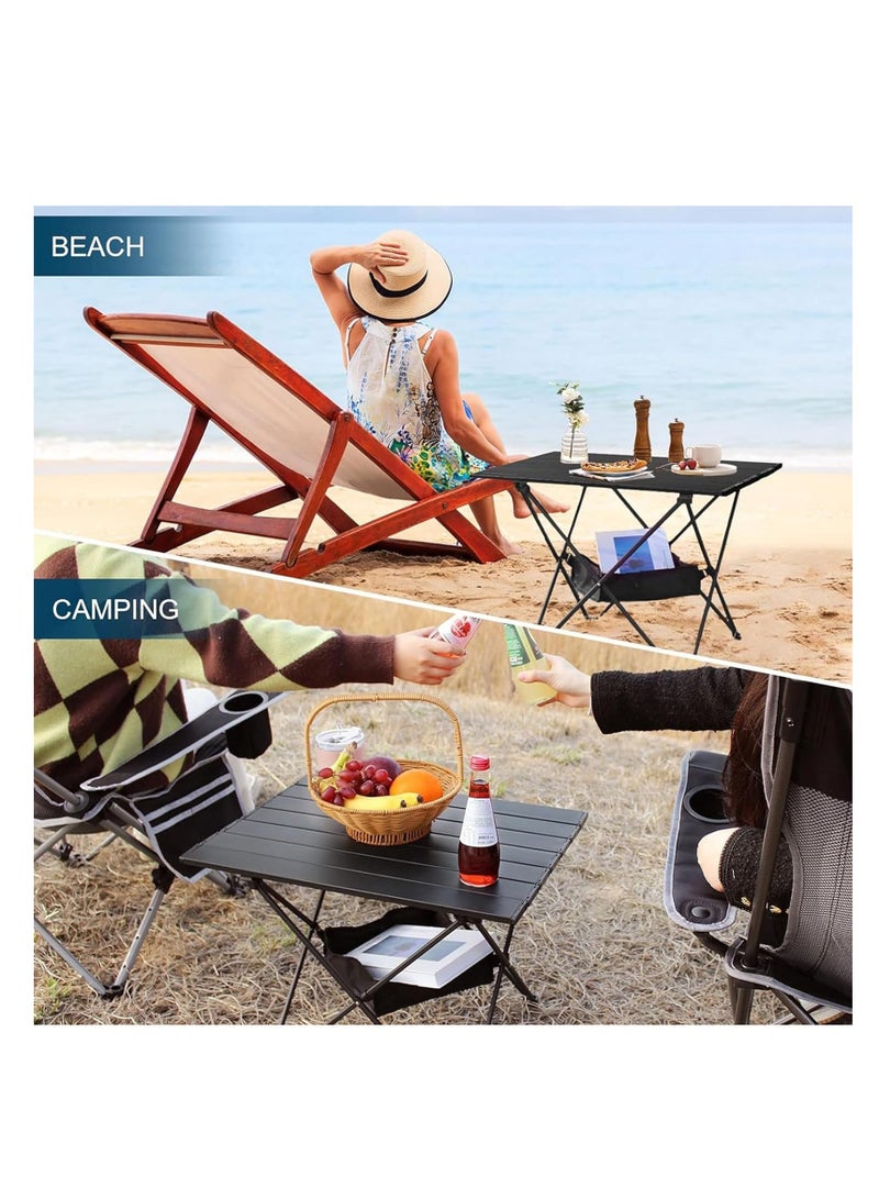 رايتشر مائدة التخييم المحمولة Rightsure مع حقيبة شبكية، طاولة ألومنيوم فائقة الخفة، طاولة صغيرة قابلة للطي مناسبة للأماكن الخارجية، والنزهات، والشواء، والشاطئ، والصيد، والتسلق، والسفر - Image 4
