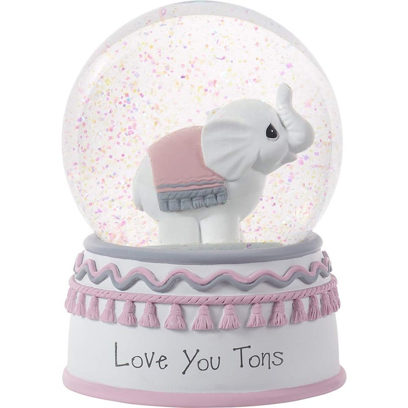 Precious Moments Precious Moments ResinGlass Love You Tons Elephant Musical Snow Globe Pink