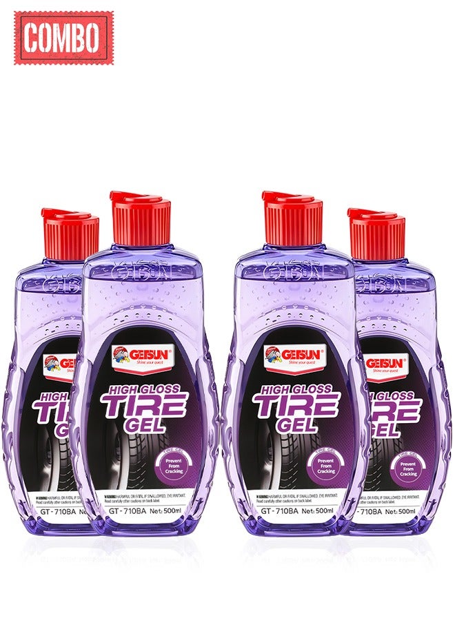 GETSUN Combo - 4PC GETSUN High Gloss Tire Shine Gel Long Lasting Wet Look Tire Gel 500 ML GT-7108A - Image 1