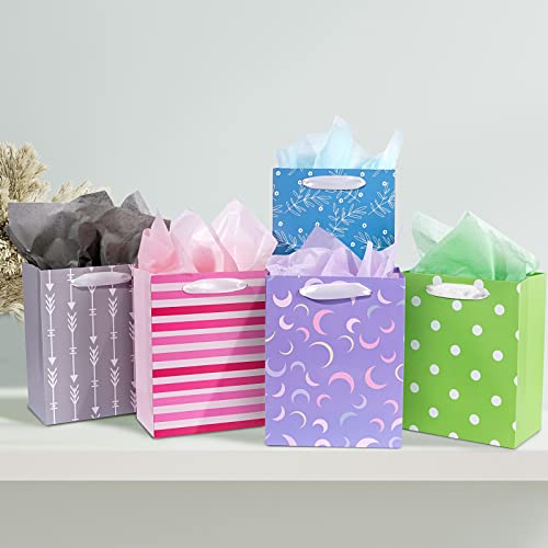Plauthus 12 Pack Gift Bags Assorted Sizes and Designs, Gift Bags Bulk with Tissue Paper (5 Medium 8", 4 Large 11", 3 Extra Large 14") for Birthday, Baby Showers, Bridal Showers, Easter Day Any Occasion - Image 2