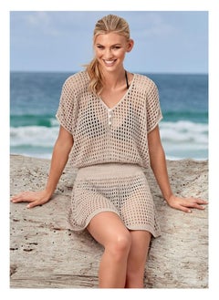 Women Beachwear dress Ladies Beach Bikini swimsuit Dresses Cardigan Swim Wear Lace Beach Cover Up V Neck Dress,  Ruffle Short Sleeves Dress,