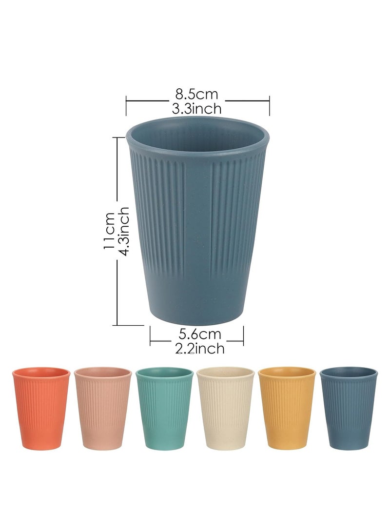 Oasisgalore Set of 6 Reusable Plastic Cups 12 oz Unbreakable Wheat Straw Cups for Kitchen, Camping, Party  - Image 2