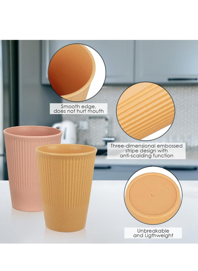 Oasisgalore Set of 6 Reusable Plastic Cups 12 oz Unbreakable Wheat Straw Cups for Kitchen, Camping, Party  - Image 3