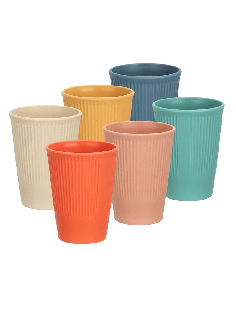 Oasisgalore Set of 6 Reusable Plastic Cups 12 oz Unbreakable Wheat Straw Cups for Kitchen, Camping, Party  - Image 1