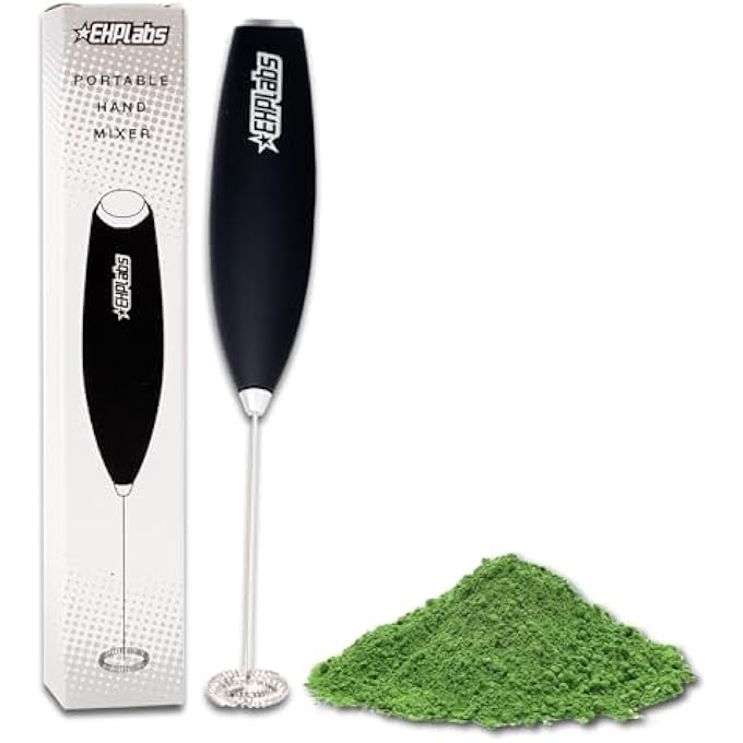 EHP Labs Milk Frother Handheld Hand Mixer Electric Handheld Hand Blender Electric Whisk Electric Frother Wand For Protein Powder Pre Workout Powder Super Greens Electric Drink Stirrer - Image 1
