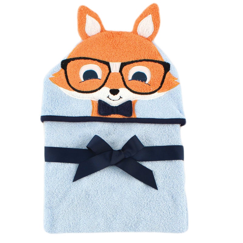 Hudson Baby Unisex Baby Cotton Animal Face Hooded Towel, Nerdy Fox, One Size - Image 1