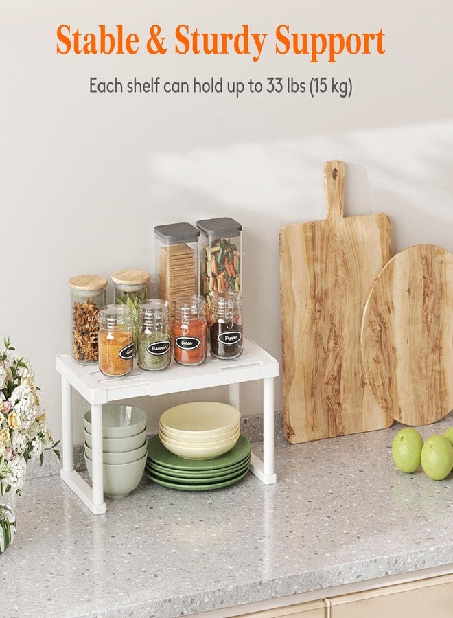 Lifewit Cabinet Shelf Organizer, Expandable From 11.8 to 15.7 inches, Countertop Kitchen Shelves, Plastic Shelf Riser for Pantry Kitchen Storage and Spice Rack, Set of 2, White - Image 4