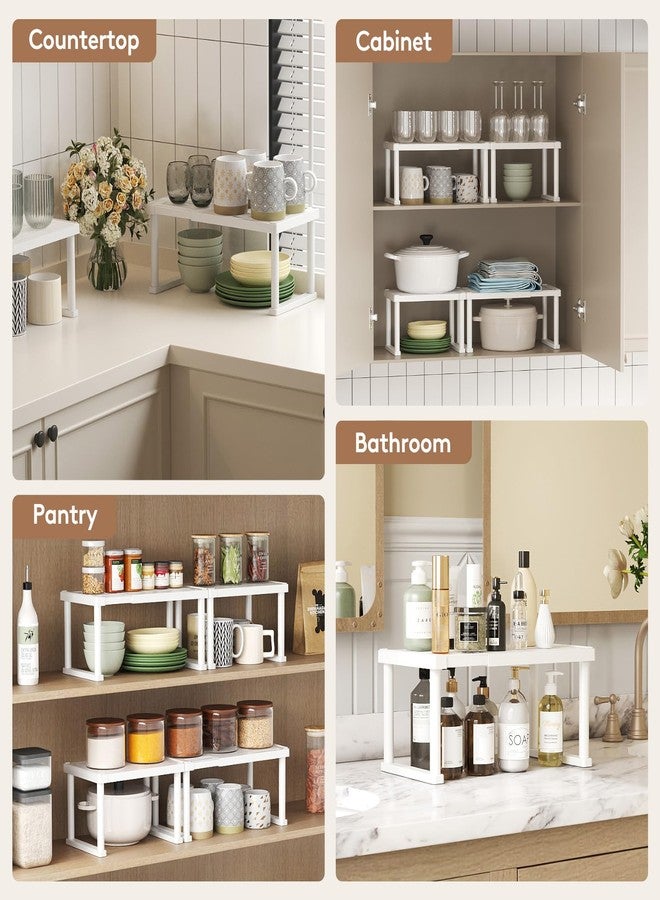 Lifewit Cabinet Shelf Organizer, Expandable From 11.8 to 15.7 inches, Countertop Kitchen Shelves, Plastic Shelf Riser for Pantry Kitchen Storage and Spice Rack, Set of 2, White - Image 5