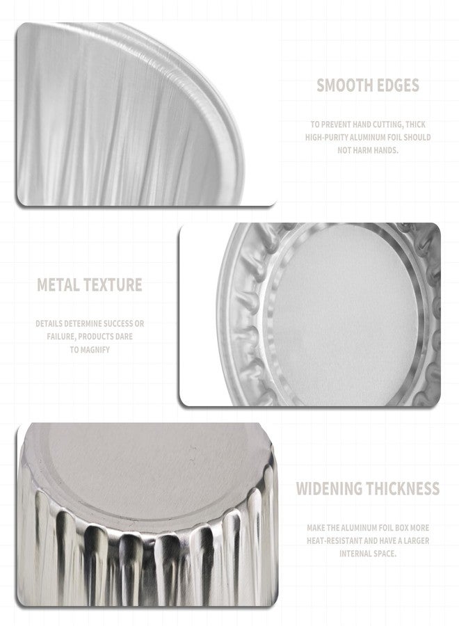 YOIYINI 50Pcs Mini Aluminum Foil Cupcake,5oz Baking Cups with Lids,Mini Cake Pans Disposable,Loaf Pans with Lids,Disposable Ramekins,Tin Cups Containers for Cupcake,Pudding,Muffin,Cheesecake (Silvery) - Image 3