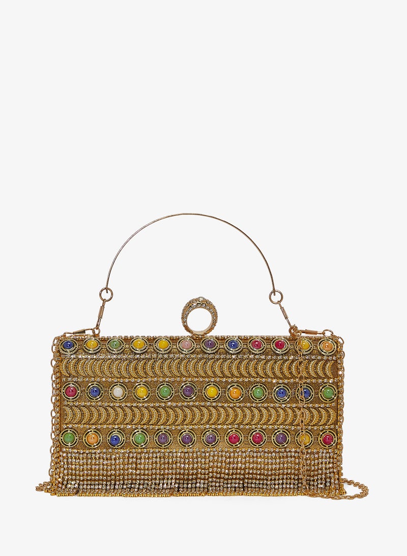 Khizana Gold Detailed Embellished Handle Bag - Image 1