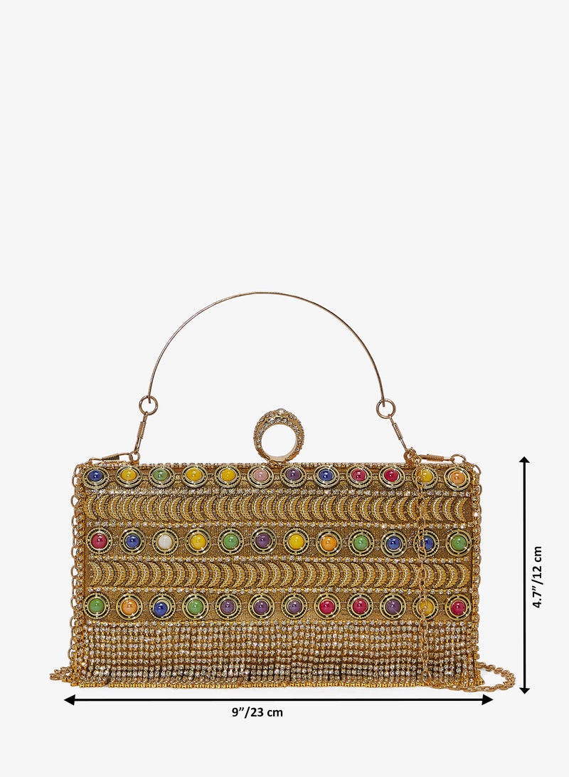 Khizana Gold Detailed Embellished Handle Bag - Image 5