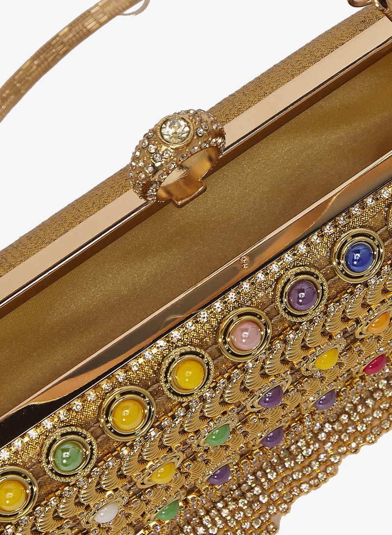 Khizana Gold Detailed Embellished Handle Bag - Image 4