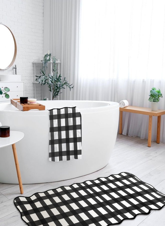 Maasechs Checkered Kitchen Mats Set of 3 Black and White Slip Floor Kitchen Runner Rug for Hallway Entryway Laundry Summer Washable Home Decor Buffalo Checkered Welcome Doormat for Bedroom Living Room - Image 5