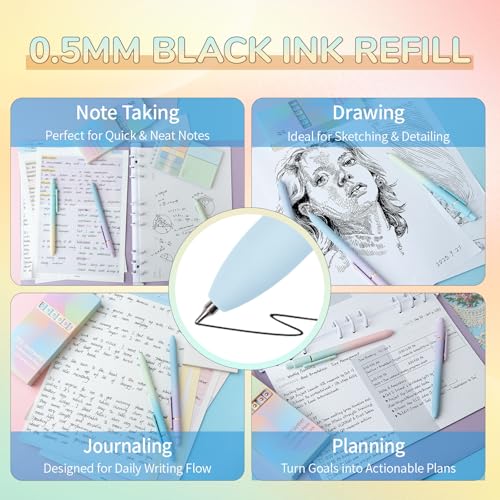 UIXJODO 12 Pcs Gel Pens 0.5mm Quick Dry Black Ink Pens Fine Point Smooth Writing Pens, Cute Office and School Supplies Gifts for Women Teacher Students (12 Pcs Ombre Gold) - Image 4