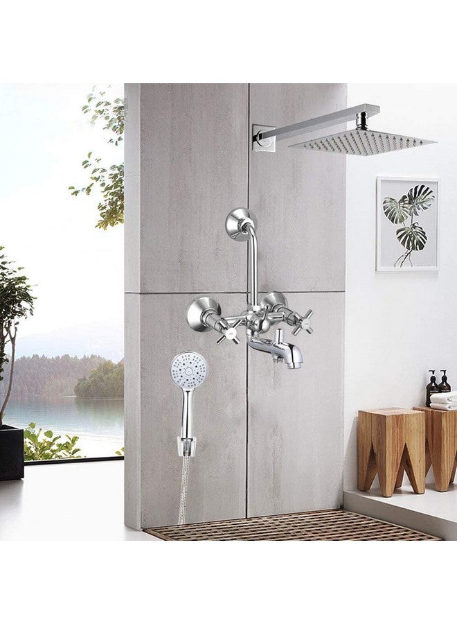 ZAP CAST305 CASTER Series 100% High Grade Brass 3 in 1 Wall Mixer with Shower Arms & Head | Multi Flow Hand Shower with 1.5 Meter Flexible Tube (Chrome) - Image 3