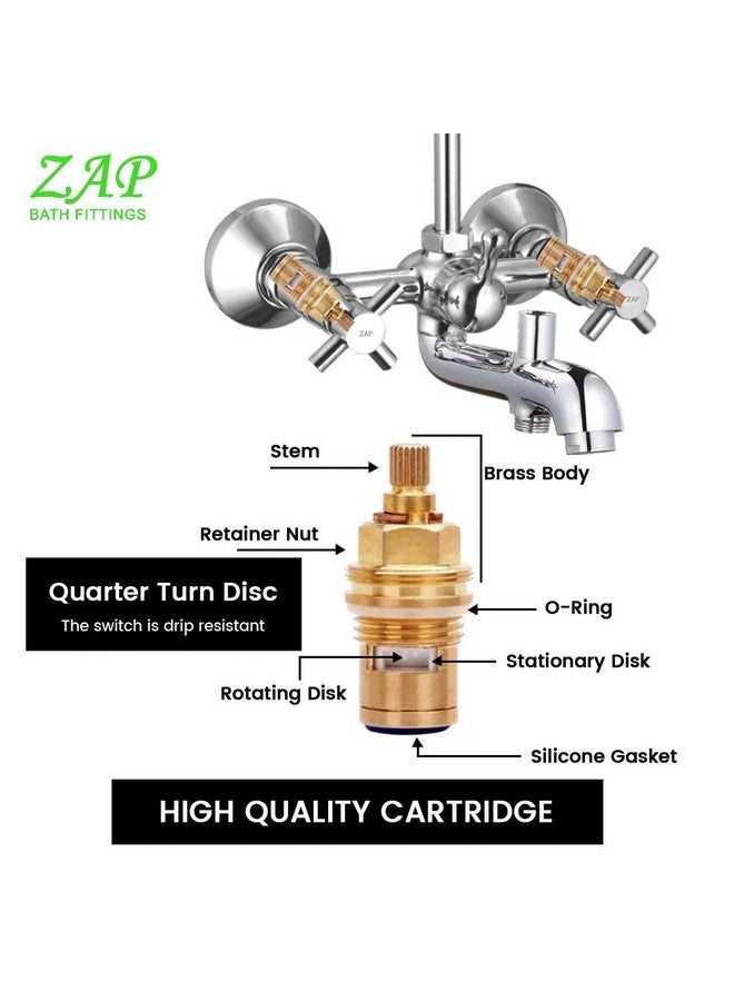 ZAP CAST305 CASTER Series 100% High Grade Brass 3 in 1 Wall Mixer with Shower Arms & Head | Multi Flow Hand Shower with 1.5 Meter Flexible Tube (Chrome) - Image 2