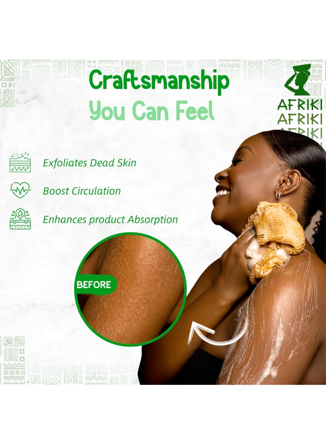 AFRIKI African Net Sponge Exfoliating Body Scrubber Black Owned Rooted in Africa All Skin Types 45 in Long Emerald Green - Image 4