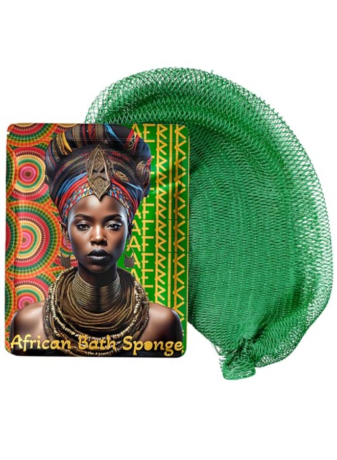 AFRIKI African Net Sponge Exfoliating Body Scrubber Black Owned Rooted in Africa All Skin Types 45 in Long Emerald Green - Image 1