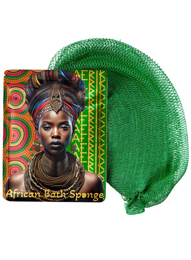 AFRIKI African Net Sponge Exfoliating Body Scrubber Black Owned Rooted in Africa All Skin Types 45 in Long Emerald Green - Image 2