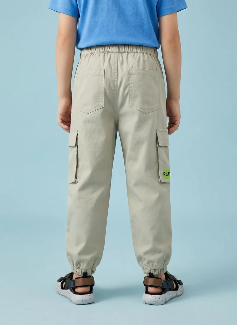Nautinati Nautinati Boys' 100% Cotton Woven Graphic Cargo Joggers