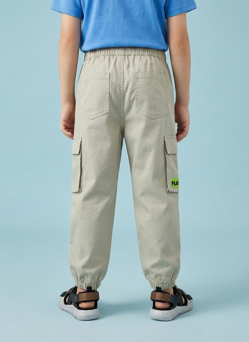 نوتيناتي Nautinati Boys' 100% Cotton Woven Graphic Cargo Joggers - Image 2