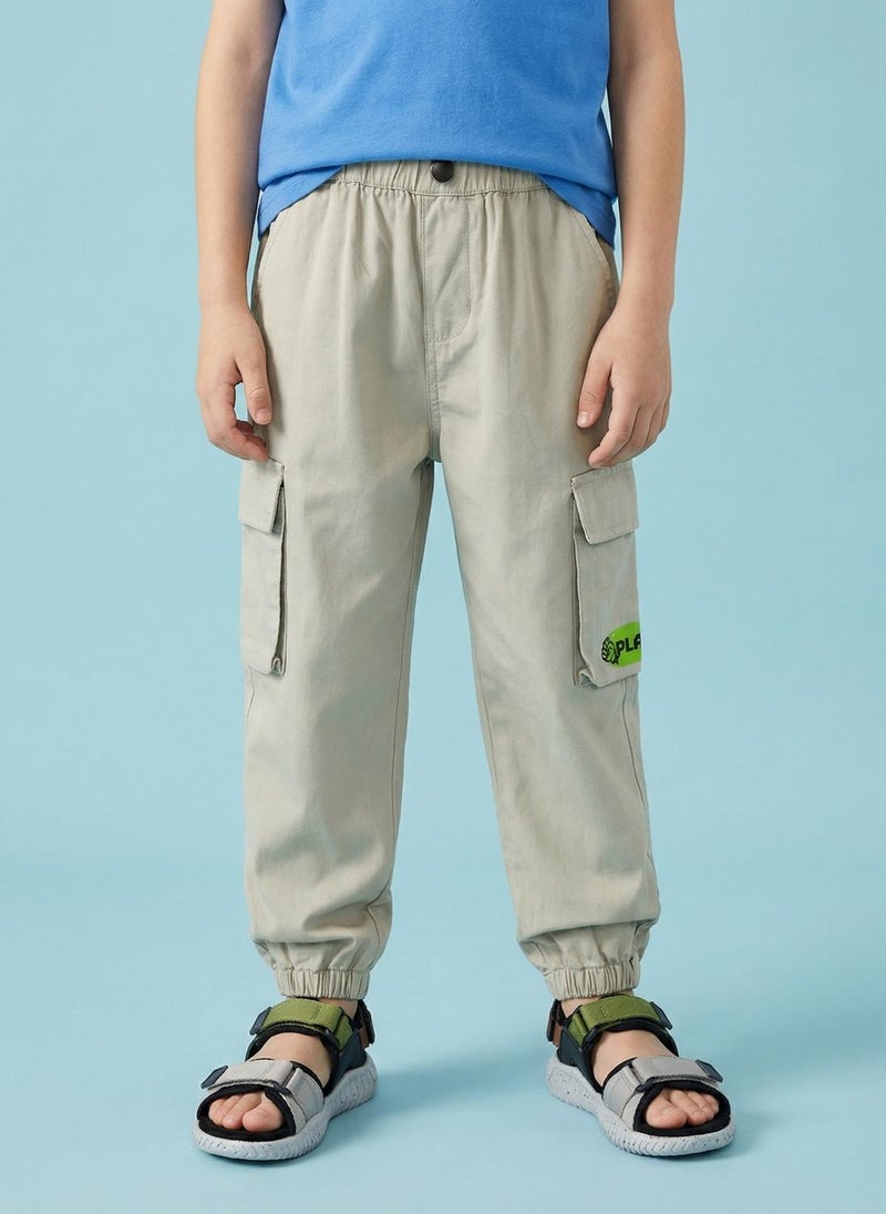 نوتيناتي Nautinati Boys' 100% Cotton Woven Graphic Cargo Joggers - Image 1