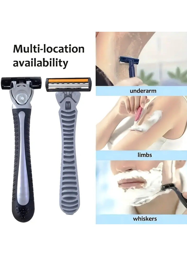 Rozino Hypoallergenic Stainless Steel 3-Layer Manual Razor with Black Handle and Yellow Blades - Washable, Ideal for Beard & Mustache Trimming - Image 4