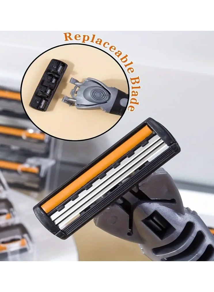 Rozino Hypoallergenic Stainless Steel 3-Layer Manual Razor with Black Handle and Yellow Blades - Washable, Ideal for Beard & Mustache Trimming - Image 5