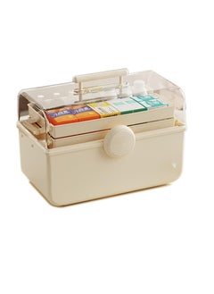 KASTWAVE Medicine Organizer Box Storage, 14 in 3 Layer Multipurpose Storage Box, Clear Plastic First Aid Box Empty, Plastic Tool Box/Medicine Storage Box/Sewing Box with 2 Trays (Large)  - Image 1