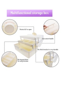 KASTWAVE Medicine Organizer Box Storage, 14 in 3 Layer Multipurpose Storage Box, Clear Plastic First Aid Box Empty, Plastic Tool Box/Medicine Storage Box/Sewing Box with 2 Trays (Large)  - Image 3