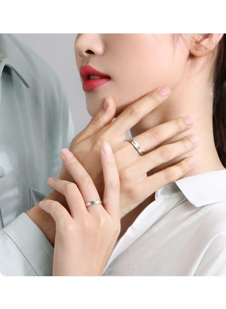 2-قطعة خاتم قابل للتعديل ، خواتم زوجين أنيقة خواتم الخطوبة - Image 2