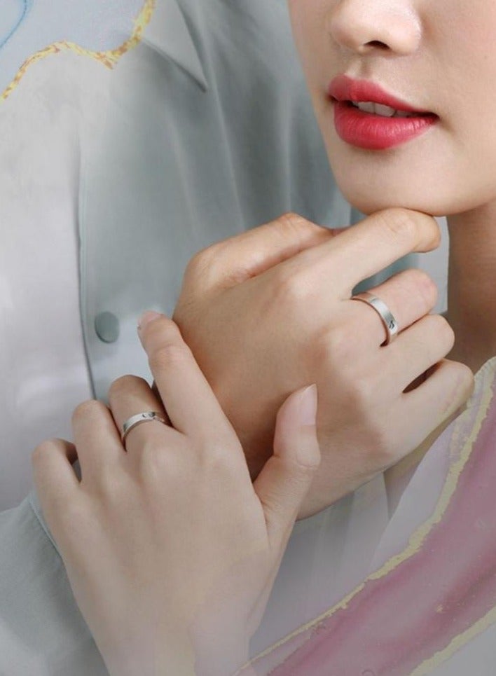 2-قطعة خاتم قابل للتعديل ، خواتم زوجين أنيقة خواتم الخطوبة - Image 4