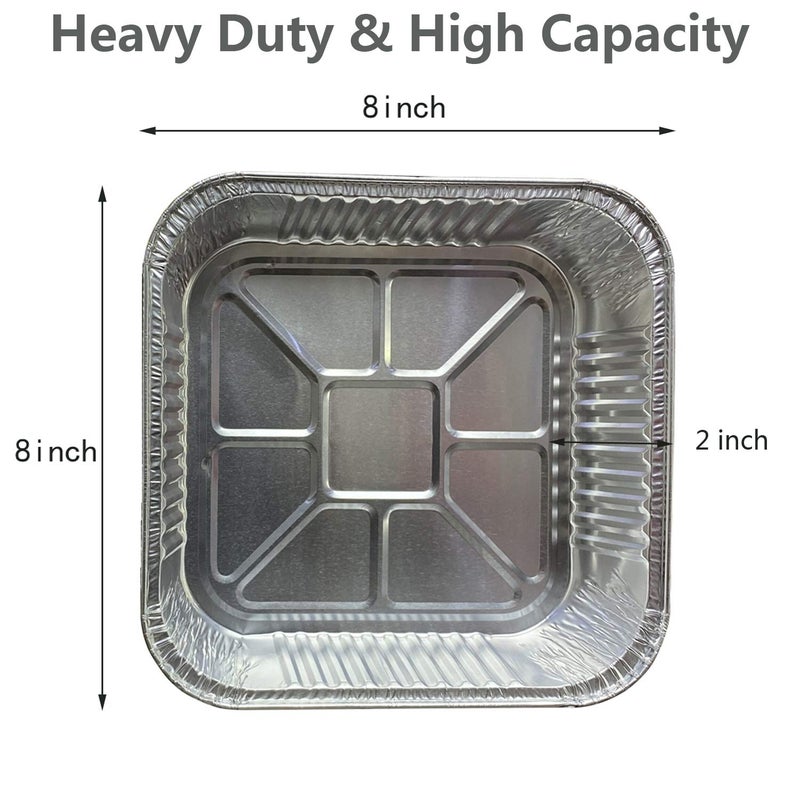 Waytiffer 25pack- 8 x 8 Aluminum foil Pans Disposable Heavy Duty Square baking Cake Pan, Cooking Tins Homemade Breads Oven Pans,Foil Pan, Baking pan Roasting - Image 2