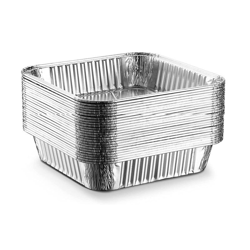 Waytiffer 25pack- 8 x 8 Aluminum foil Pans Disposable Heavy Duty Square baking Cake Pan, Cooking Tins Homemade Breads Oven Pans,Foil Pan, Baking pan Roasting - Image 1