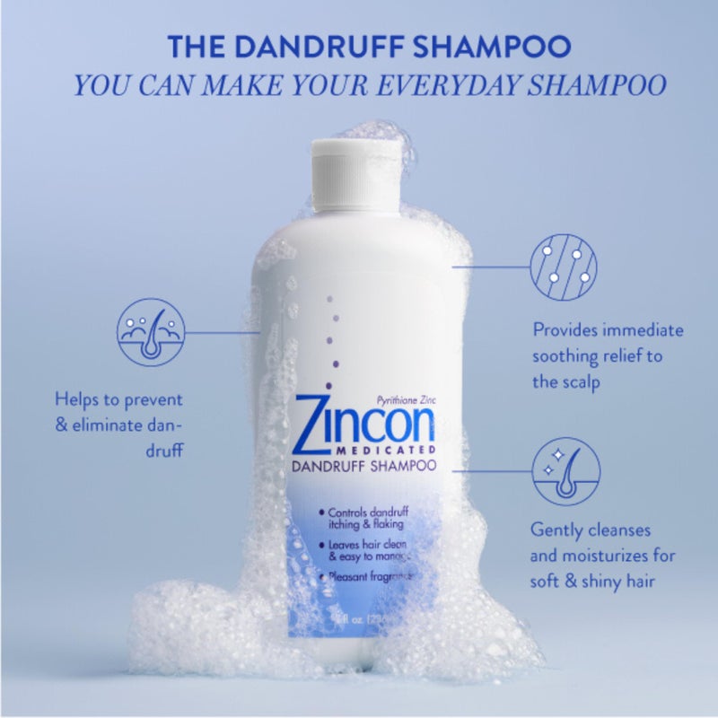 ZINCON Medicated Dandruff Shampoo, for Dry, Itchy Scalp Care & Anti-Dandruff with Immediate Soothing Relief - 8 Fl Oz - Image 3
