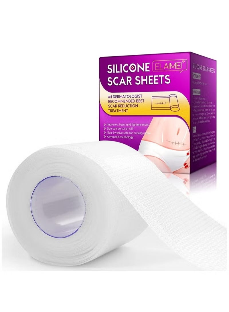 elai mei Clear Silicon Scar Sheets, Scar Away Scar Tape(1.6” x 60”Roll-1.5M), Scar Strips for Surgical Scars, Medical Grade, Invisible, Scar Removal Sheets for C-Section, Breast, Burn, Keloid, Acne et - Image 1