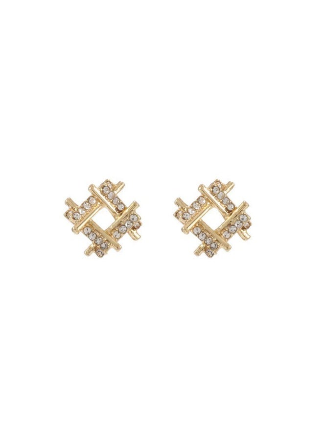 Goolsky Geometric Square Zircon Stud Earrings for Women – Irregular Criss-Cross Small Diamond Earrings, Trendy Minimalist Jewelry, Sparkling Zircons Anti-Tarnish, Office/Daily Wear - Image 4