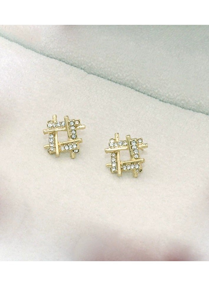 Goolsky Geometric Square Zircon Stud Earrings for Women – Irregular Criss-Cross Small Diamond Earrings, Trendy Minimalist Jewelry, Sparkling Zircons Anti-Tarnish, Office/Daily Wear - Image 5