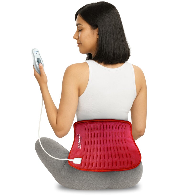 AccuSure Fabric Heating Pad for Back, Neck, Shoulder & Other Body Parts Pain Relief with Ultra Soft Fabric comes with adjustable Heat Controler for Dry or Moist Heat Therapy - Grey-XL - Image 1