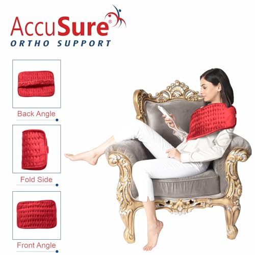 AccuSure Fabric Heating Pad for Back, Neck, Shoulder & Other Body Parts Pain Relief with Ultra Soft Fabric comes with adjustable Heat Controler for Dry or Moist Heat Therapy - Grey-XL - Image 3